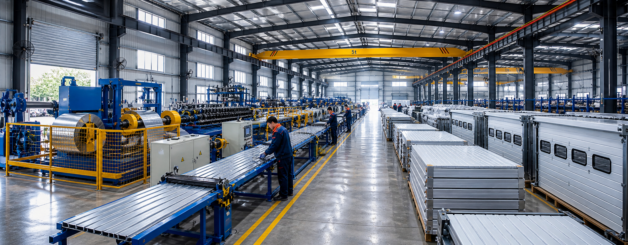 Industrial door production workshop