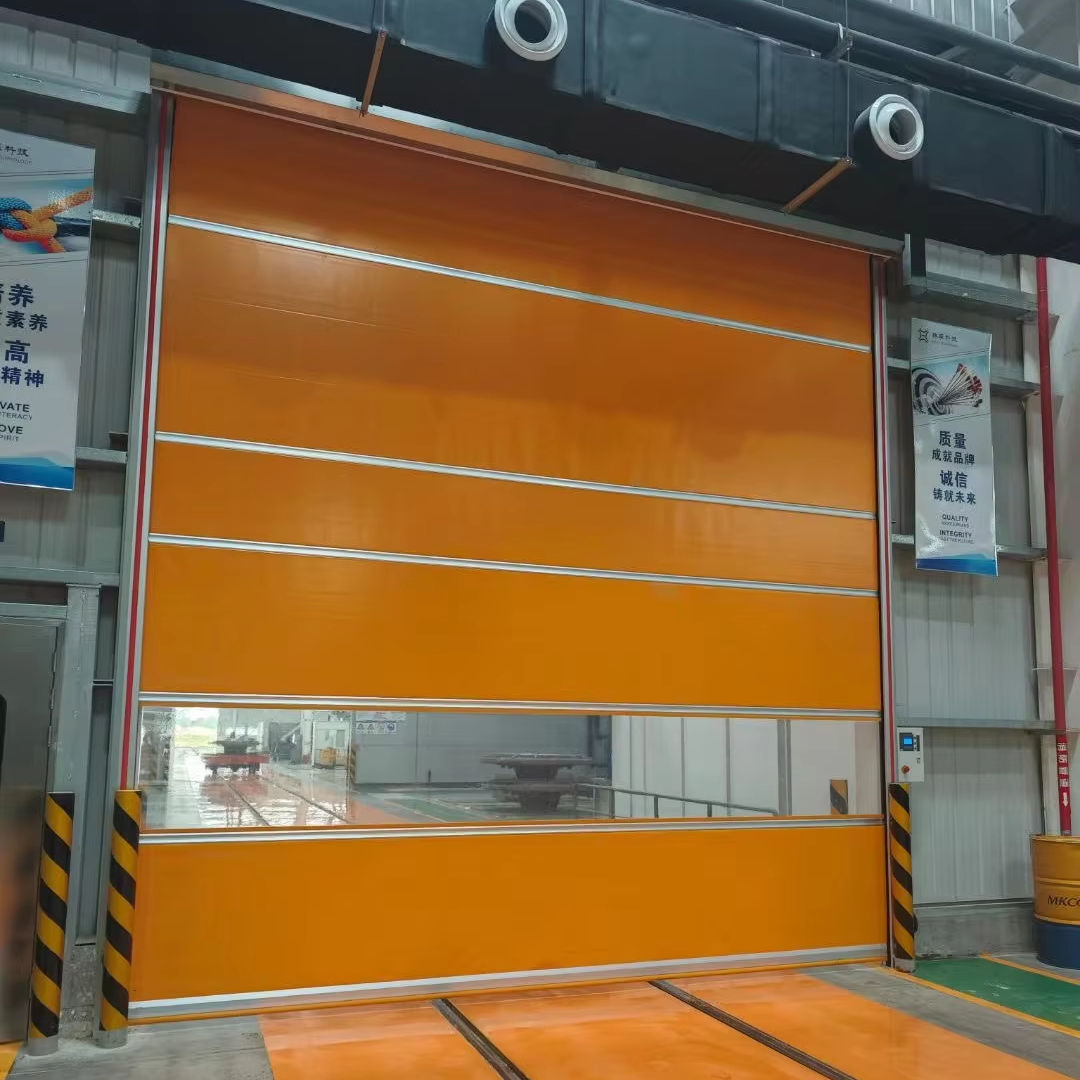 Customized Flame Retardant PVC High Speed Door with Vision Panel image 1