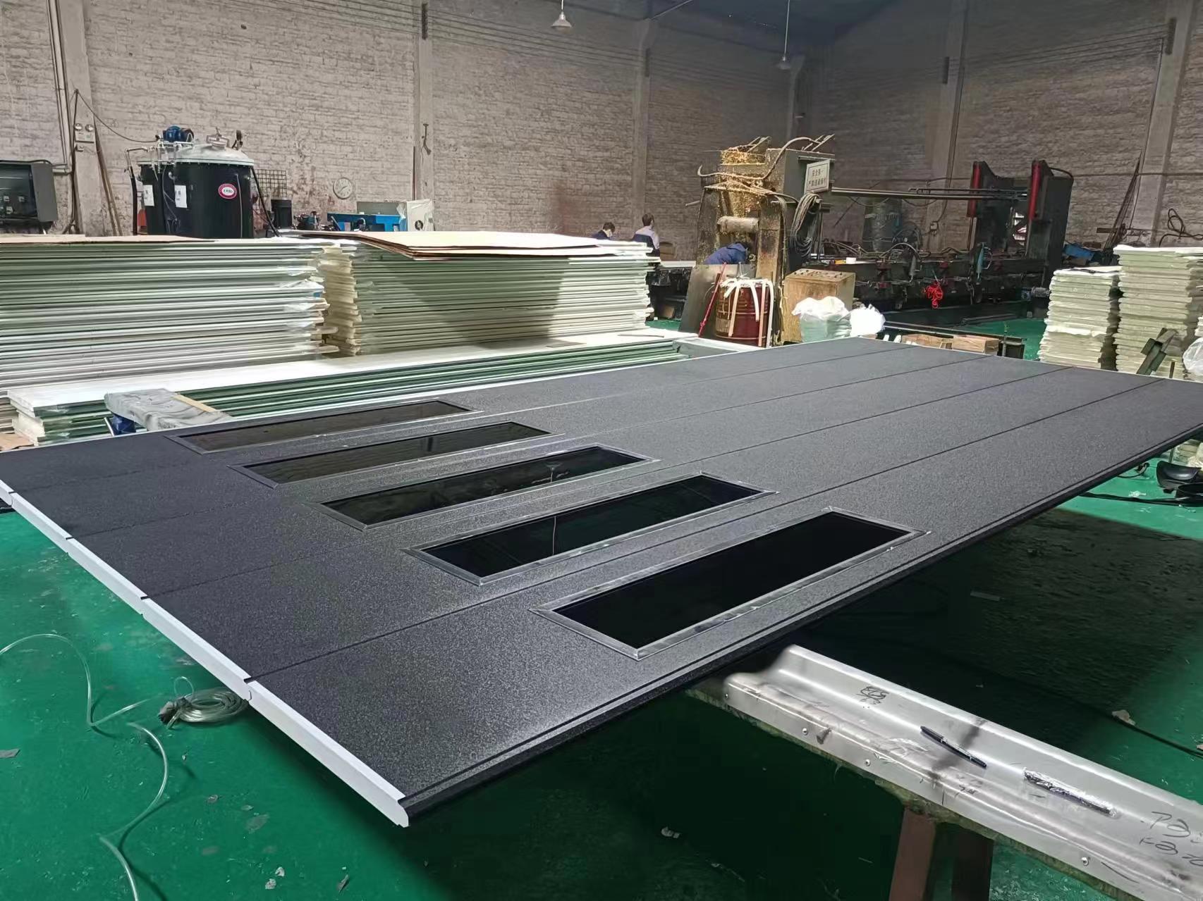 Custom Steel Garage Door with Walk Through Door and Glass Panels product description 2