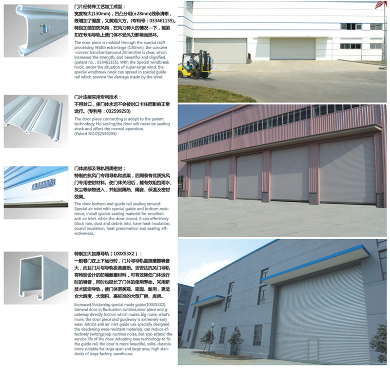 High Speed Steel Wind Resistant Roller Door guide rail and structure